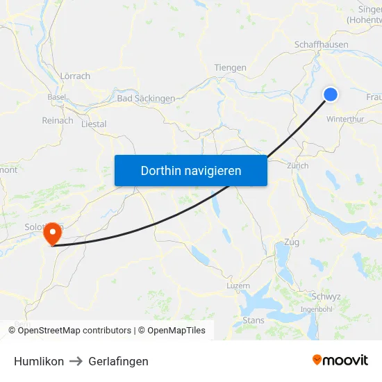 Humlikon to Gerlafingen map