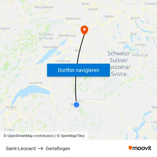 Saint-Léonard to Gerlafingen map
