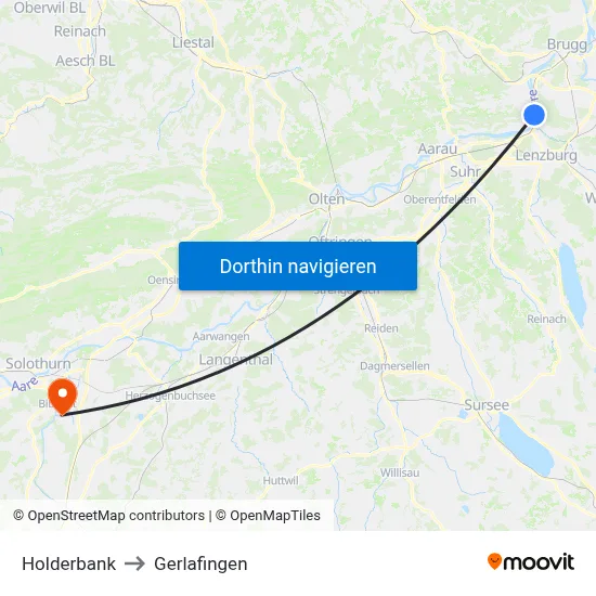 Holderbank to Gerlafingen map