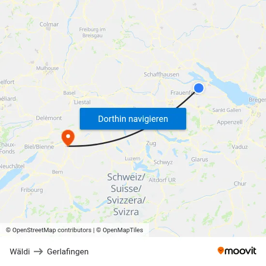 Wäldi to Gerlafingen map