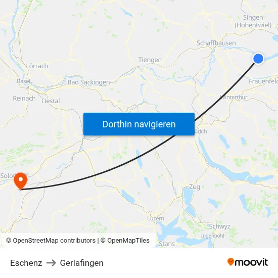 Eschenz to Gerlafingen map