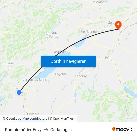 Romainmôtier-Envy to Gerlafingen map
