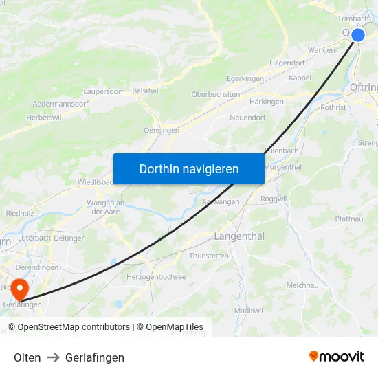Olten to Gerlafingen map