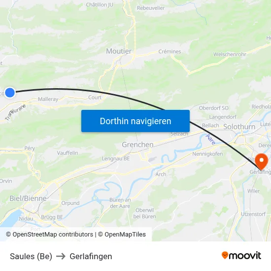 Saules (Be) to Gerlafingen map