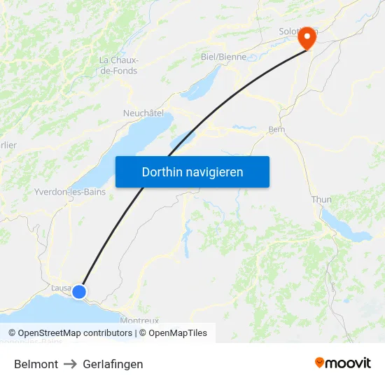 Belmont to Gerlafingen map
