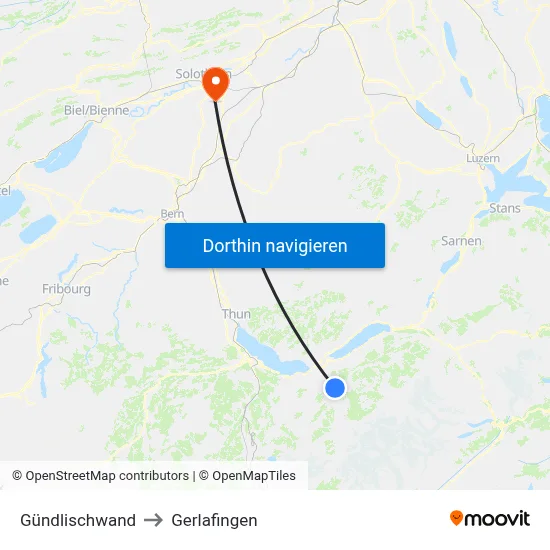 Gündlischwand to Gerlafingen map