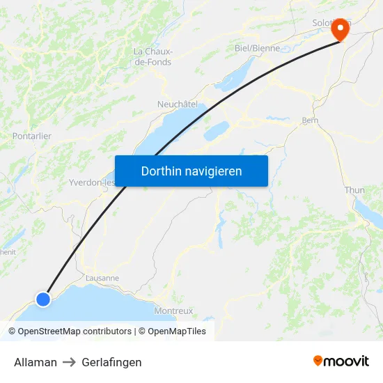 Allaman to Gerlafingen map
