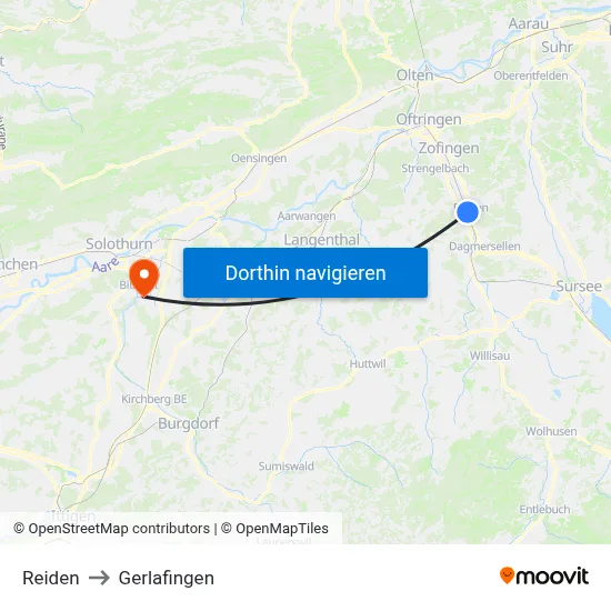 Reiden to Gerlafingen map
