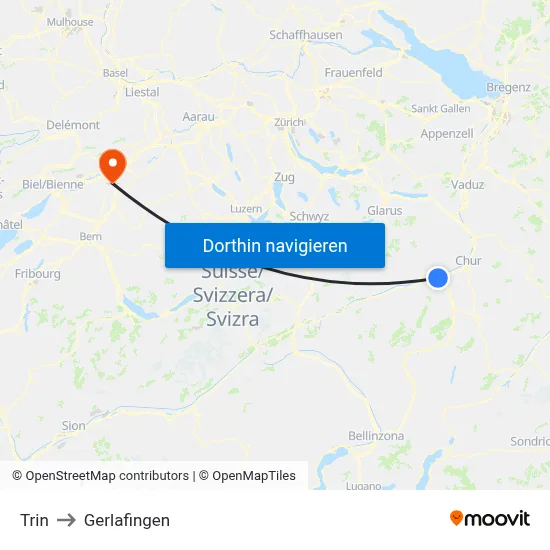 Trin to Gerlafingen map