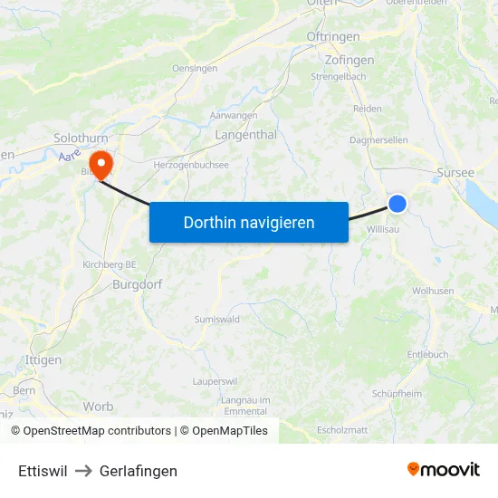 Ettiswil to Gerlafingen map