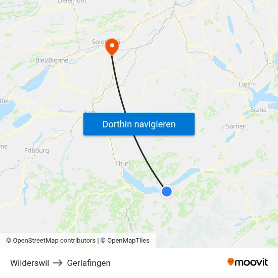 Wilderswil to Gerlafingen map