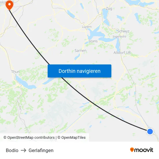 Bodio to Gerlafingen map
