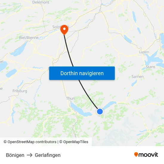 Bönigen to Gerlafingen map