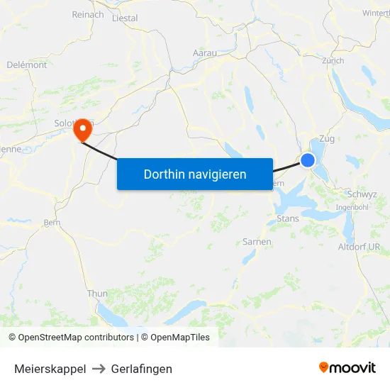 Meierskappel to Gerlafingen map