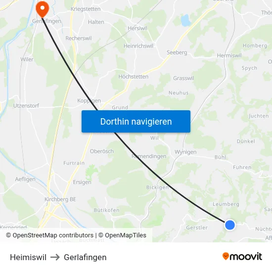 Heimiswil to Gerlafingen map