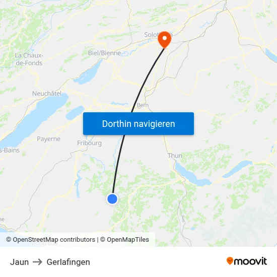 Jaun to Gerlafingen map