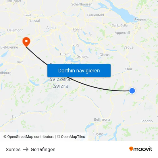 Surses to Gerlafingen map
