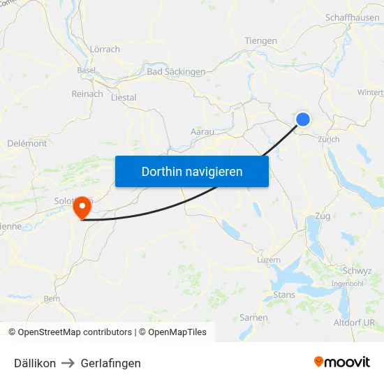 Dällikon to Gerlafingen map