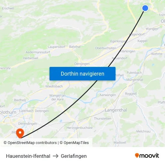 Hauenstein-Ifenthal to Gerlafingen map