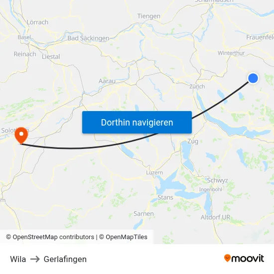Wila to Gerlafingen map