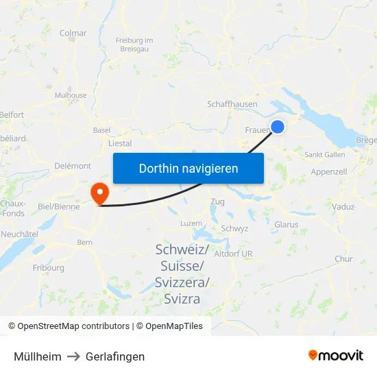 Müllheim to Gerlafingen map