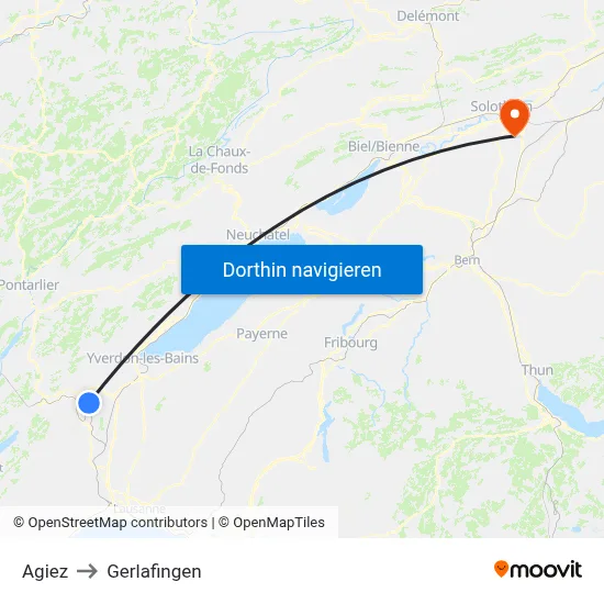 Agiez to Gerlafingen map