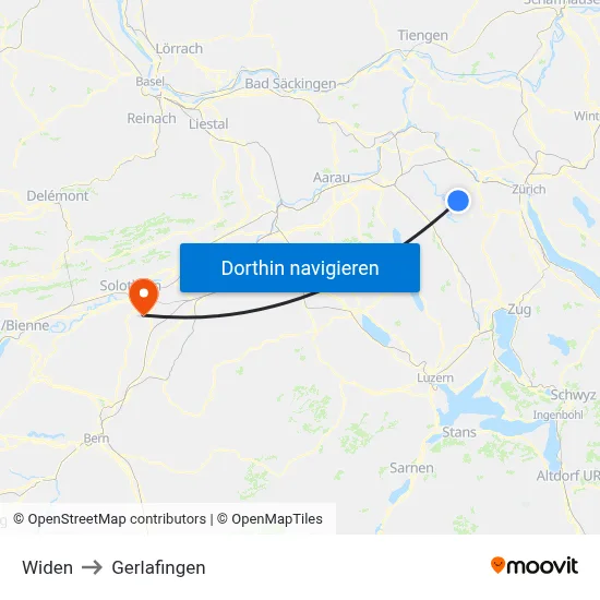 Widen to Gerlafingen map