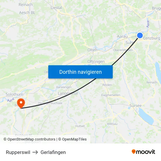 Rupperswil to Gerlafingen map