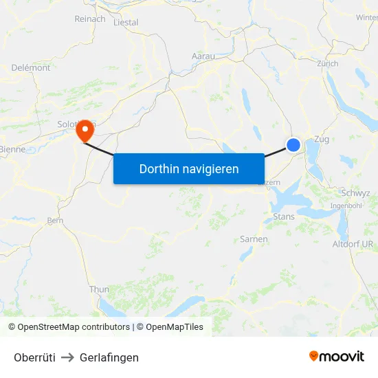 Oberrüti to Gerlafingen map