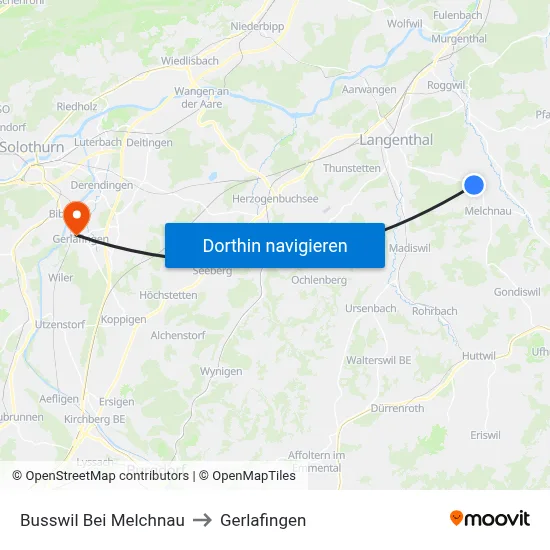 Busswil Bei Melchnau to Gerlafingen map