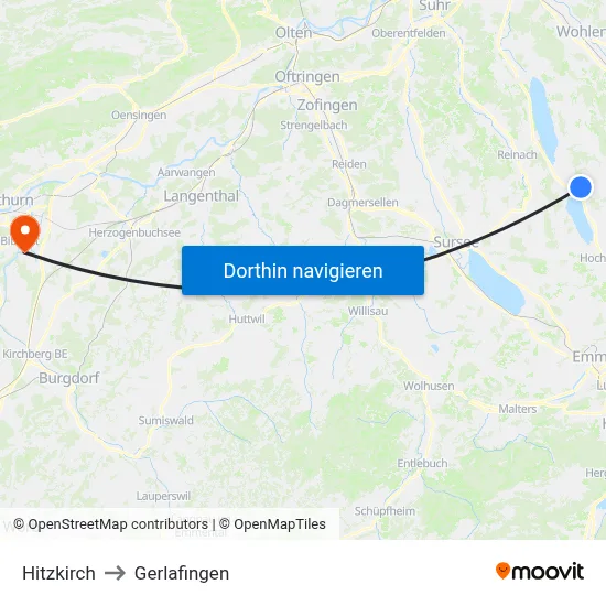 Hitzkirch to Gerlafingen map