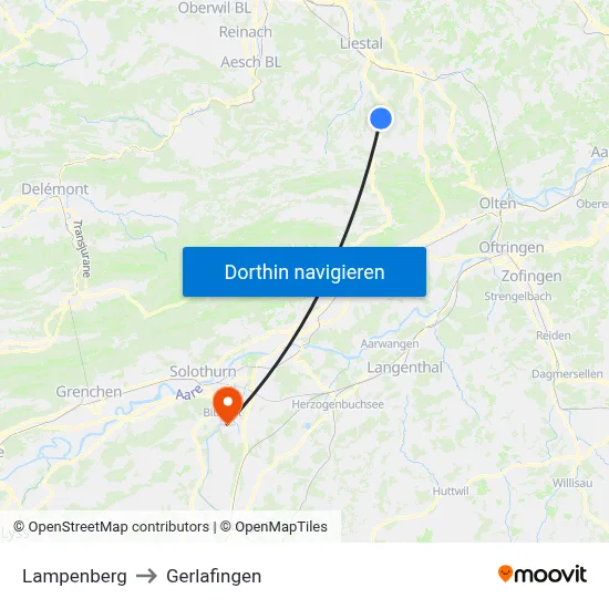 Lampenberg to Gerlafingen map