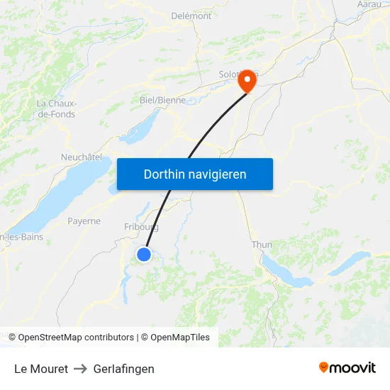 Le Mouret to Gerlafingen map