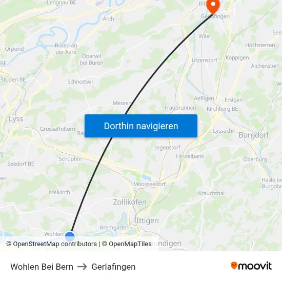Wohlen Bei Bern to Gerlafingen map