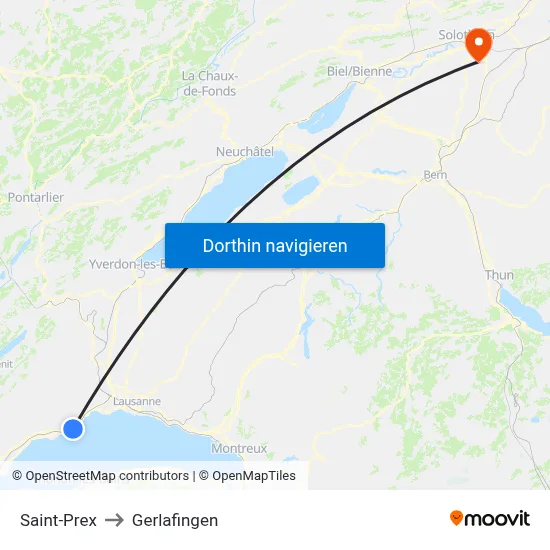 Saint-Prex to Gerlafingen map