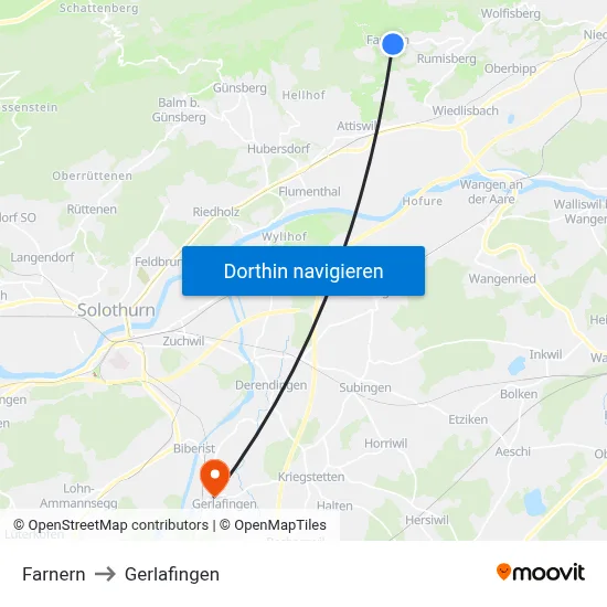 Farnern to Gerlafingen map