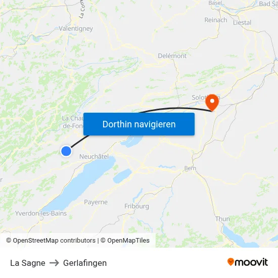 La Sagne to Gerlafingen map
