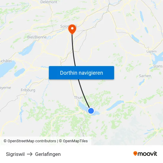 Sigriswil to Gerlafingen map