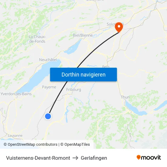 Vuisternens-Devant-Romont to Gerlafingen map