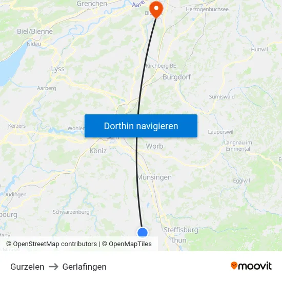 Gurzelen to Gerlafingen map
