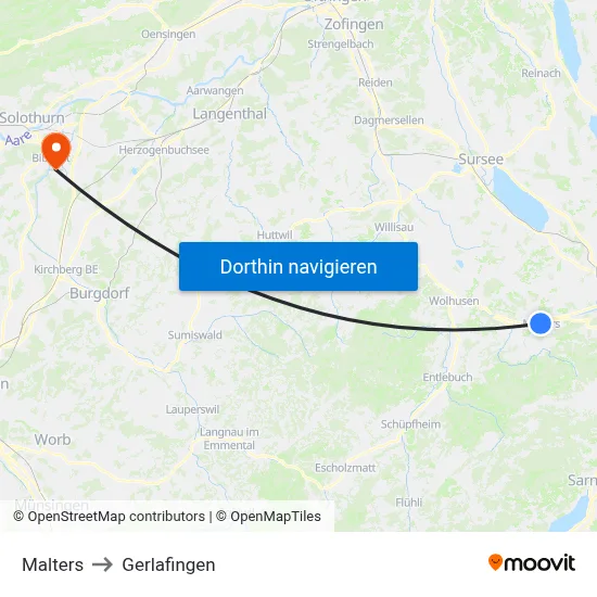 Malters to Gerlafingen map