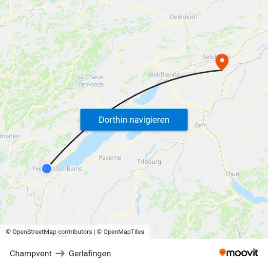 Champvent to Gerlafingen map