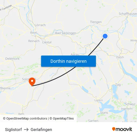 Siglistorf to Gerlafingen map
