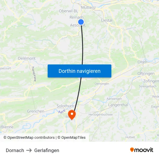 Dornach to Gerlafingen map