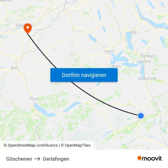 Göschenen to Gerlafingen map