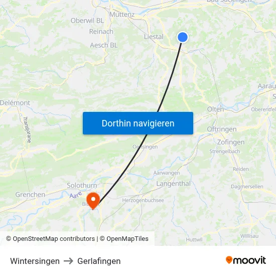 Wintersingen to Gerlafingen map