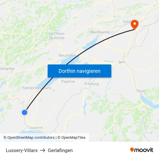Lussery-Villars to Gerlafingen map