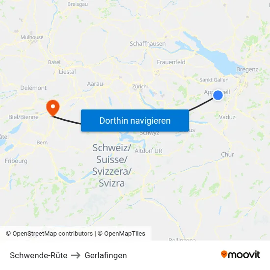 Schwende-Rüte to Gerlafingen map