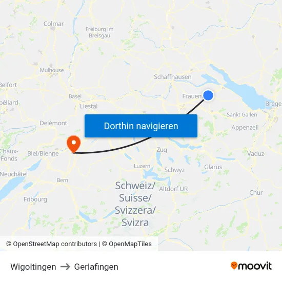 Wigoltingen to Gerlafingen map