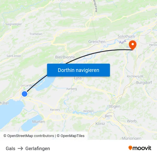 Gals to Gerlafingen map
